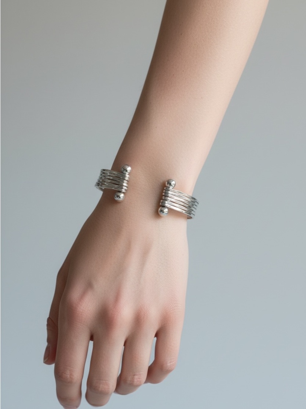 9/23 Silver Multi-Band Open Cuff Bracelet